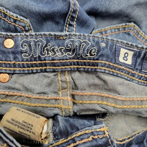 MISS ME💫Girl's Blue Skinny Jeans with Detail Stitching - Picture 5 of 12